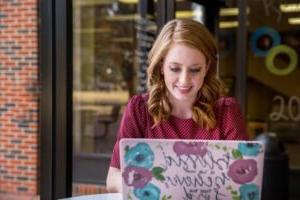 Photo of student using laptop.